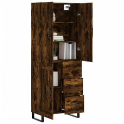 vidaXL Buffet haut Chêne fumé 69,5x34x180 cm Bois d'ingénierie