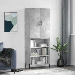 vidaXL Buffet haut Gris béton 69,5x34x180 cm Bois d'ingénierie