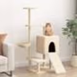 vidaXL Arbre à chat avec griffoirs en sisal crème 130,5 cm