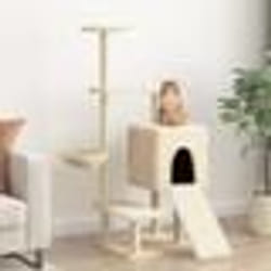 vidaXL Arbre à chat avec griffoirs en sisal crème 130,5 cm