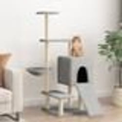 vidaXL Arbre à chat avec griffoirs en sisal gris clair 130,5 cm