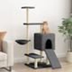 vidaXL Arbre à chat avec griffoirs en sisal gris foncé 130,5 cm