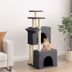 vidaXL Arbre à chat avec griffoirs en sisal gris foncé 122 cm