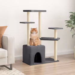 vidaXL Arbre à chat avec griffoirs en sisal gris foncé 107,5 cm