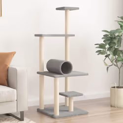 vidaXL Arbre à chat avec griffoirs en sisal gris clair 136 cm
