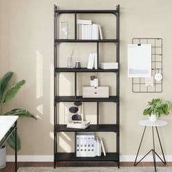 vidaXL Bibliothèque 6 niveaux noir 76x32x192 cm bois d'ingénierie