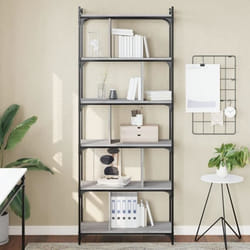 vidaXL Bibliothèque 6niveaux sonoma gris 76x32x192cm bois d'ingénierie