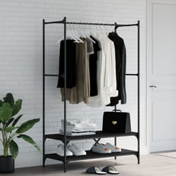 Porte-vêtements avec étagères noir bois d'ingénierie Vidaxl