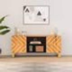 vidaXL Meuble TV marron et noir 105x33,5x46 cm bois massif manguier
