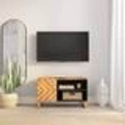 vidaXL Meuble TV marron et noir 80x31,5x46 cm bois massif de manguier