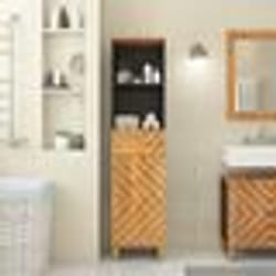 vidaXL Armoire bain marron et noir 38x33,5x160 cm bois massif manguier