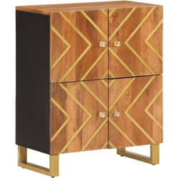 Armoire latérale marron et noir 60x33,5x75 cm bois de manguier vidaXL
