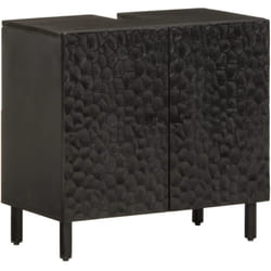 Vidaxl - Armoire lavabo de salle de bain noir bois massif de manguier