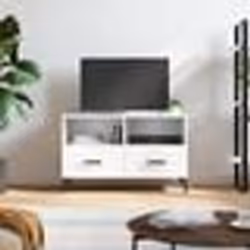 vidaXL Meuble TV Blanc brillant 80x36x50 cm Bois d'ingénierie