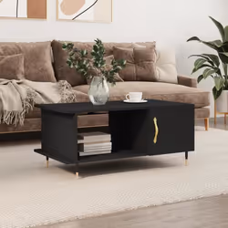vidaXL Table basse noir 90x50x40 cm bois d'ingénierie