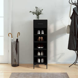 Armoire à chaussures noir 30x35x105 cm bois d'ingénierie