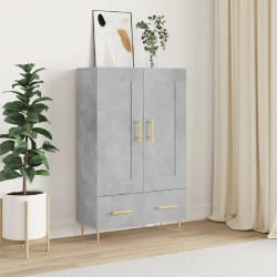 vidaXL Buffet haut gris béton 69,5x31x115 cm bois d'ingénierie