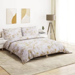 vidaXL Ensemble de housse de couette blanc et marron 200x200 cm Coton - 200 x 200 cm