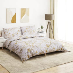 vidaXL Ensemble de housse de couette blanc et marron 140x200 cm Coton - 140 x 200 cm