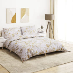 Ensemble de housse de couette blanc et marron 225x220 cm Coton