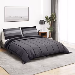 vidaXL Ensemble de housse de couette gris foncé 200x200 cm Coton - 200 x 200 cm