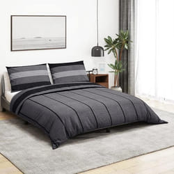 vidaXL Ensemble de housse de couette gris foncé 200x200 cm Coton - 200 x 200 cm