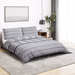 vidaXL Ensemble de housse de couette Gris 200x200 cm Coton - 200 x 200 cm