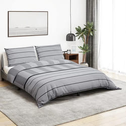 vidaXL Ensemble de housse de couette Gris 200x200 cm Coton - 200 x 200 cm