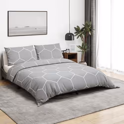 vidaXL Ensemble de housse de couette Gris 200x200 cm Coton - 200 x 200 cm