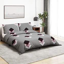 vidaXL Ensemble de housse de couette Gris 200x200 cm Coton - 200 x 200 cm