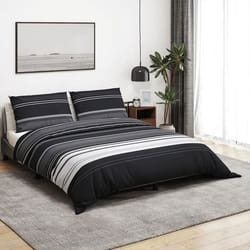 Ensemble De Housse De Couette Noir Et Blanc 260x220 Cm Coton