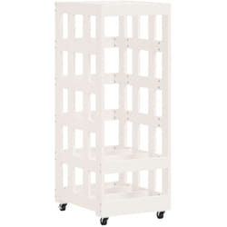 Vidaxl - Porte-bûches avec roulettes blanc 40x49x110 cm bois massif pin