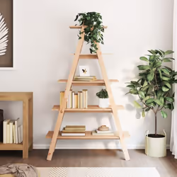 Cette étagère en bois à 5 niveaux est un choix parfait à utiliser dans votre salon, cuisine, couloir, salle de bain, balcon o ...