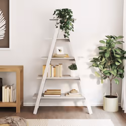 Cette étagère en bois à 5 niveaux est un choix parfait à utiliser dans votre salon, cuisine, couloir, salle de bain, balcon o ...