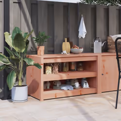 Créez une cuisine d'extérieur avec cette armoire de cuisine d'extérieur en bois selon vos souhaits et profitez du confort dan ...