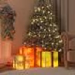 vidaXL Boîtes de Noël lumineuses 3 pcs 64 LED blanc chaud