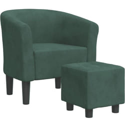 Chaise cabriolet avec repose-pied vert foncé velours vidaXL