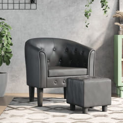 Chaise cabriolet avec repose-pied gris similicuir vidaXL