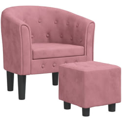Vidaxl - Fauteuil avec repose-pied rose velours