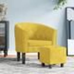 vidaXL Fauteuil avec repose-pied jaune velours