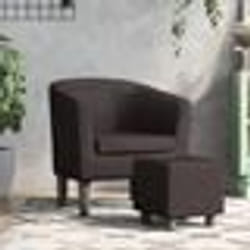 vidaXL Fauteuil avec repose-pied marron similicuir