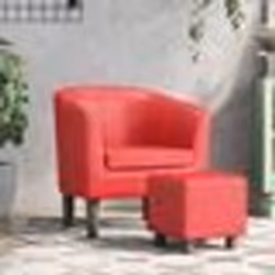 vidaXL Fauteuil avec repose-pied rouge similicuir