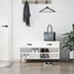 vidaXL Banc à chaussures blanc brillant 102x35x55 cm bois d'ingénierie