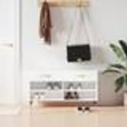 vidaXL Banc à chaussures blanc brillant 102x35x55 cm bois d'ingénierie
