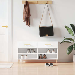Banc à chaussures blanc brillant 102x35x55 cm bois d'ingénierie Vidaxl