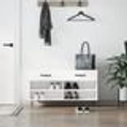 vidaXL Banc à chaussures blanc brillant 102x35x55 cm bois d'ingénierie