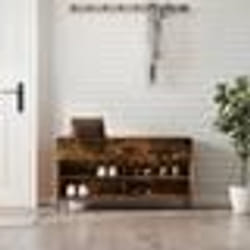 vidaXL Banc à chaussures chêne fumé 102x35x55 cm bois d'ingénierie