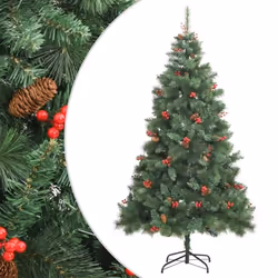 vidaXL Sapin de Noël artificiel avec pommes de pin et baies 240 cm 357709