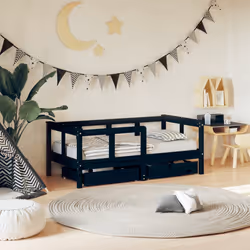 VidaXL 834413 Lit pour enfant Noir Bois