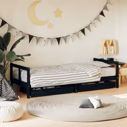VidaXL 834419 Lit pour enfant Noir Bois